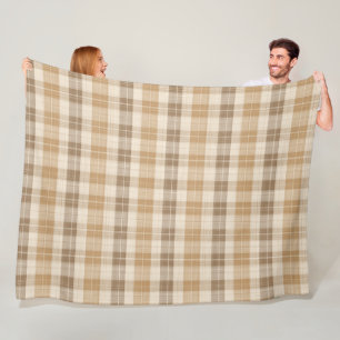 Warme beige geruite linnen textuur met weefsels fleece deken