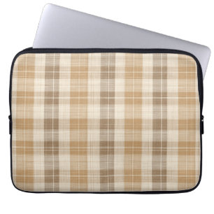 Warme Beige Geruite Linnen Textuur met Weefsels Laptop Sleeve