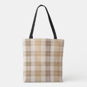 Warme beige geruite linnen textuur met weefsels tote bag (Achterkant)