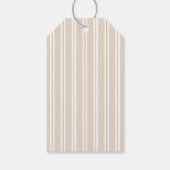 Warme Beige Gestreepte Kerstcadeautags Cadeaulabel (Achterkant)