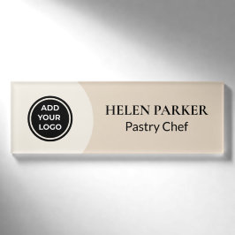 Warme Beige Moderne Logo Bedrijfsnaam Label Naambadge