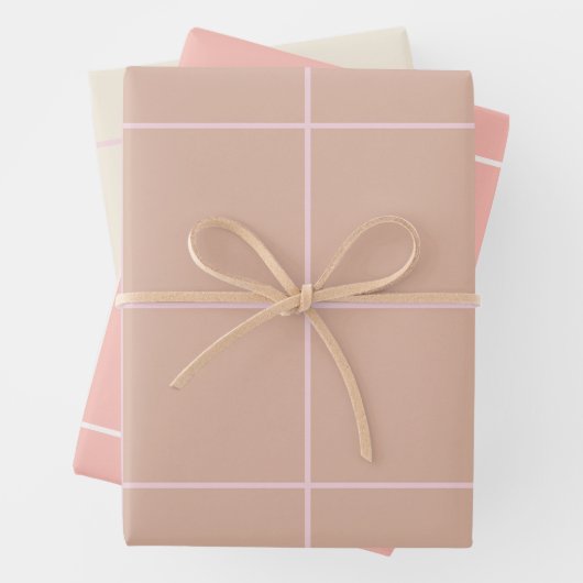 Warme Beige Rasterpatroon Minimalistisch Zachte Ge Inpakpapier Vel (In situ)