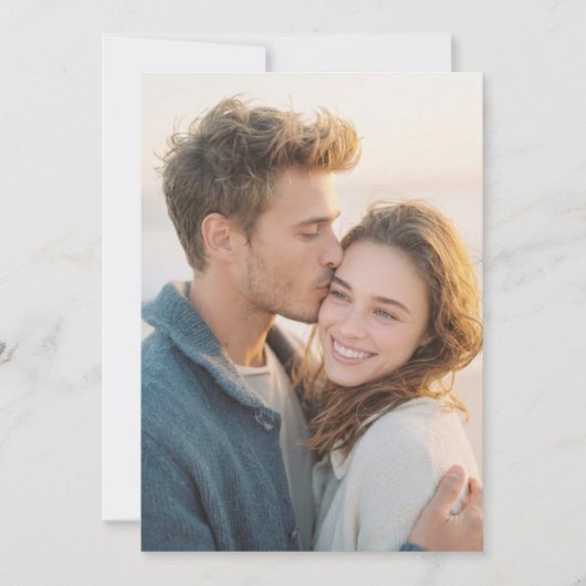 Warme Beige Romantische Foto Kaart (Voorkant)