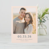 Warme Beige Romantische Foto Save The Date (Staand voorkant)