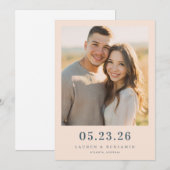 Warme Beige Romantische Foto Save The Date (Voorkant / Achterkant)