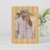 Warme Beige Vintage Foto Save The Date (Staand voorkant)