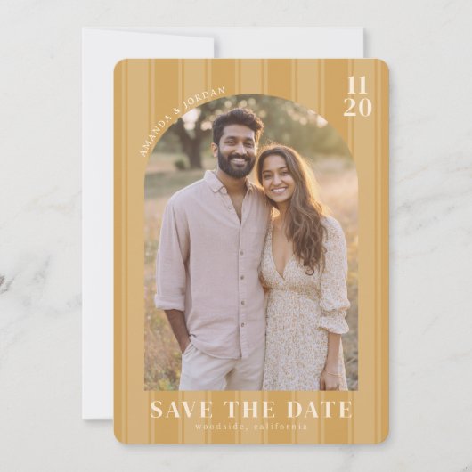 Warme Beige Vintage Foto Save The Date (Voorkant)