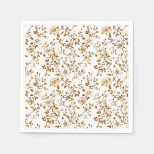 Warme Beige Wildflower Takken Cocktailservetjes Servet