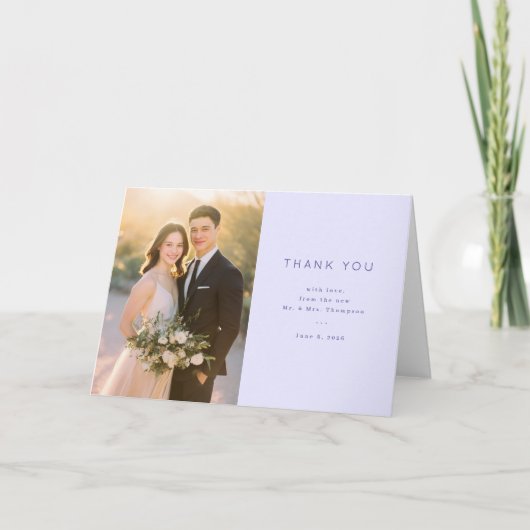 Warme Bleke Blauwe Minimalistische Foto Bedankkaart (Voorkant)