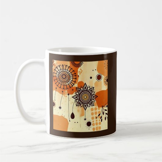Warme Bloemen Mandala Rustieke Herfst Boho Koffiemok (Links)