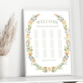 Warme bloemen wilde bloem bruiloft zitgrafiek poster