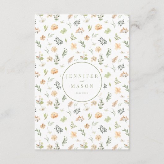 Warme bloemenboog rustieke trouwkaarten informatiekaartje (Achterkant)