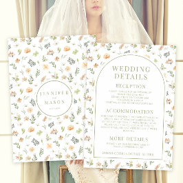 Warme bloemenboog rustieke trouwkaarten informatiekaartje
