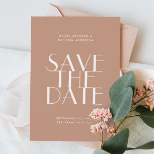 Warme Blush Romantische Trouwdag   Moderne Foto &  Save The Date