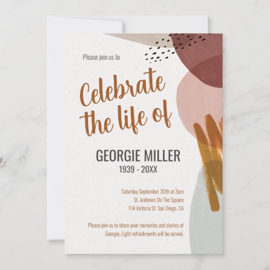 Warme Boho Abstracte Viering van het Levensmonumen Kaart (Voorkant)