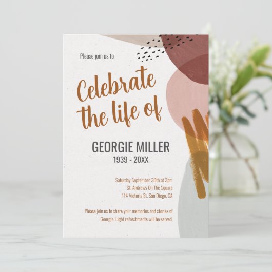 Warme Boho Abstracte Viering van het Levensmonumen Kaart (Staand voorkant)