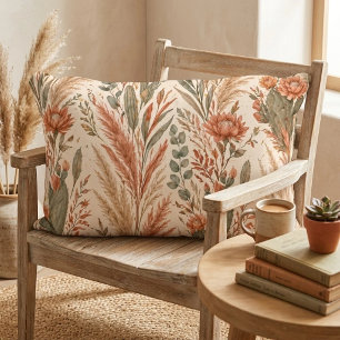Warme Boho Botanische Terracotta Woestijnbloemen Accent Kussen