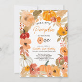 Warme Boho herfst kleine pompoen eerste verjaardag Kaart (Voorkant)