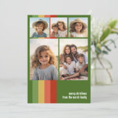 Warme Boho strepen - 5 Fotocollage Feestdagenkaart (Staand voorkant)