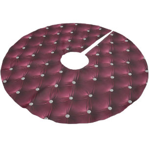Warme Bourgogne Red Faux Velvet Kerstboom Rok