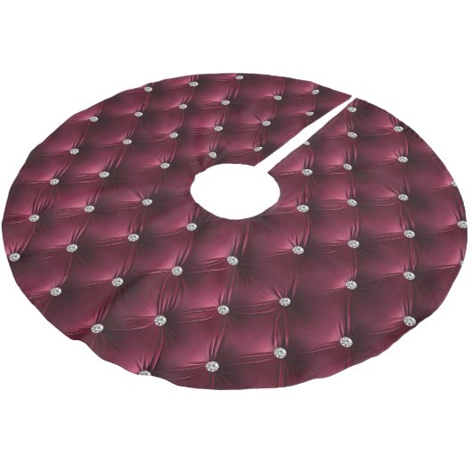 Warme Bourgogne Red Faux Velvet Kerstboom Rok (Gekanteld)
