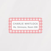 Warme Brights Gingham Plaid Vier Kind School Labels (Design 1)
