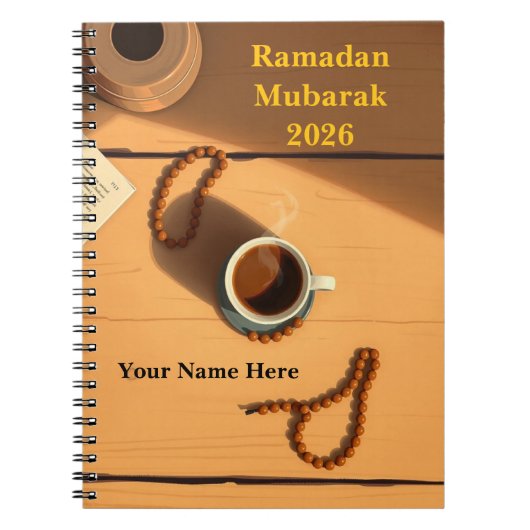 Warme bruine Tasbih-bureaubladscène Notitieboek (Voorkant)