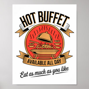 Warme buffet beschikbaar de hele dag eet zoveel al poster