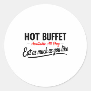 Warme buffet beschikbaar de hele dag eet zoveel al ronde sticker