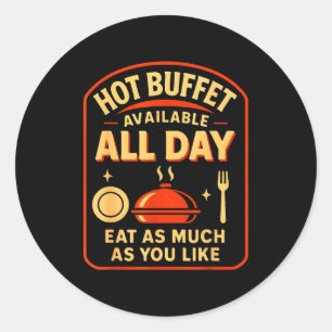 Warme buffet beschikbaar de hele dag eet zoveel al ronde sticker