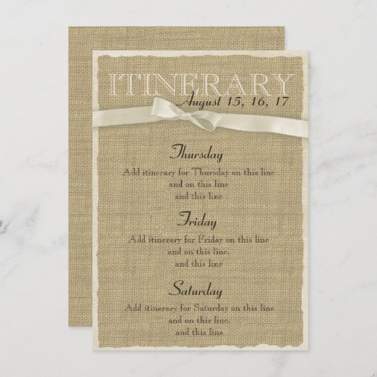 Warme Burlap en Bow Route Informatiekaartje (Voorkant / Achterkant)