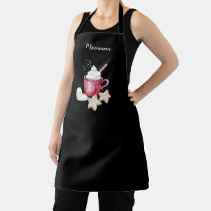 Warme Cacao en Koekjes Illustratie met Monogram Schort