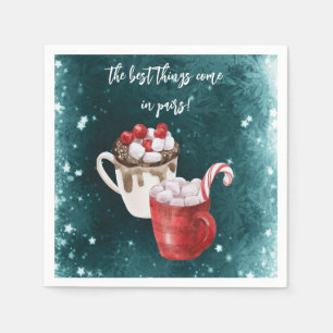 Warme Cacao en Marshmallow Tweeling Baby Shower Servet