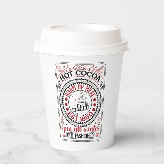warme cacao kerstfeest papieren bekers (Voorkant)