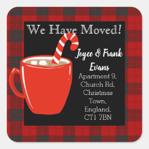 warme cacao Kerstmis verandering van adres Vierkante Sticker
