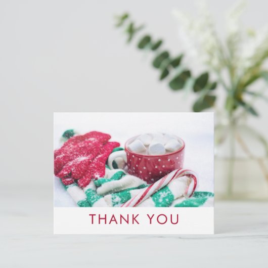 Warme Cacao & Kerststok | KerstThanks You Briefkaart (Staand voorkant)