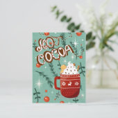 Warme Cacao - Kerstvakantie Mok Blauw Feestdagenkaart (Staand voorkant)