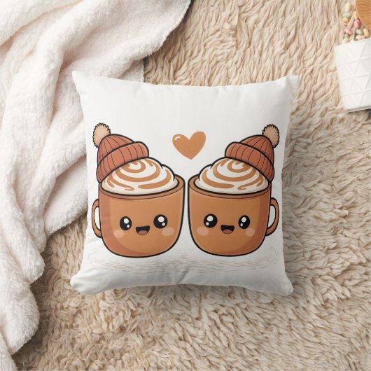 Warme Cacao Koppel Kussen – Cute Gezellige Winter  (Deken)