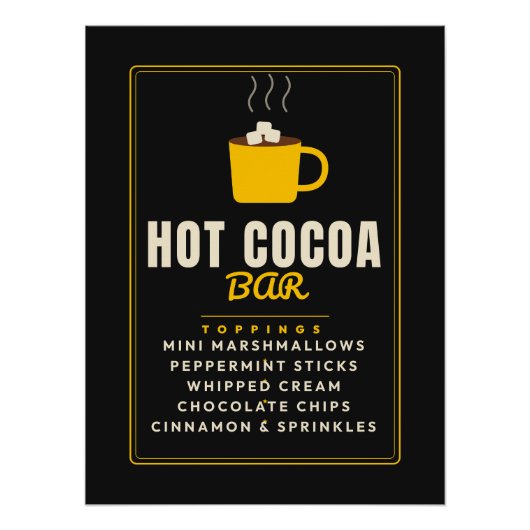 Warme Cacaobar Kerst Winterfeest Toppings Menu Perfect Poster (Voorkant)