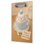 Warme Cacaodag: Lachende Bichon Marshmallow Kunst Klembord (Links)
