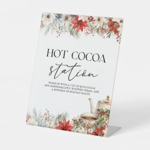 Warme Cacaostand Kerstvakantie Theepartij Reclamebord Met Voetstuk