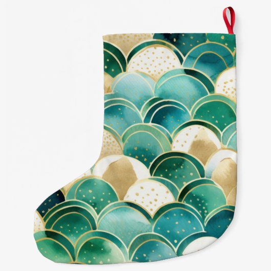 Warme Chic Sage Green Mint Grote Kerstsok (Achterkant)