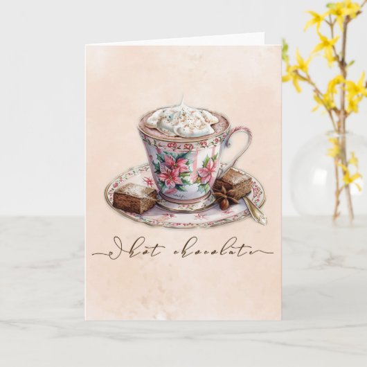 Warme Chocolade aquarel Kaart (Gele Bloem)