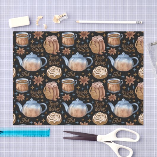 Warme chocolade en kaneelstallen tissuepapier (Craft)