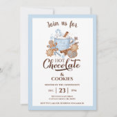 Warme chocolade en koekjes Blauw Moderne Kerstmis Kaart (Voorkant)