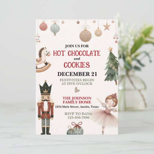 Warme Chocolade en Koekjes Kerstfeest Kaart (Staand voorkant)