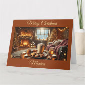 Warme chocolade en koekjes op eerste kerstdag kaart (Voorkant)