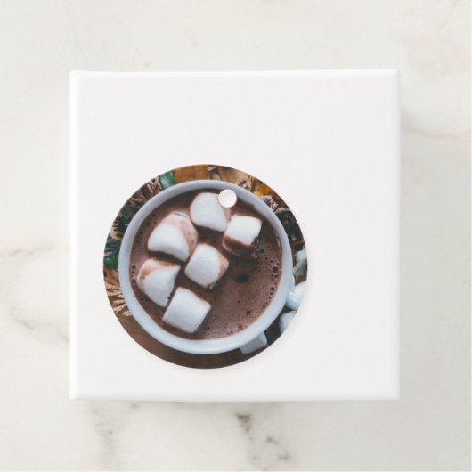 Warme chocolade en marshmallows bedankjes labels (In situ)