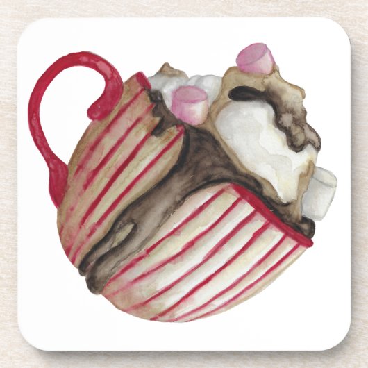 Warme chocolade en marshmallows cacao sundae bier onderzetter (Voorkant)