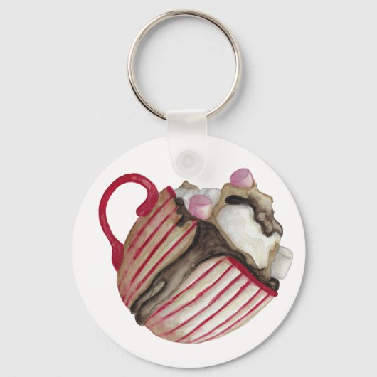 Warme chocolade en marshmallows cacao sundae sleutelhanger (Voorkant)